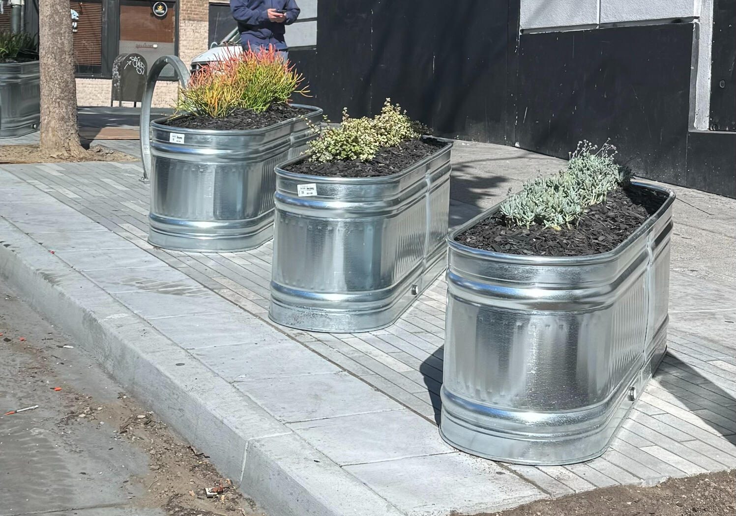 Planters at a diagonal take up more width.